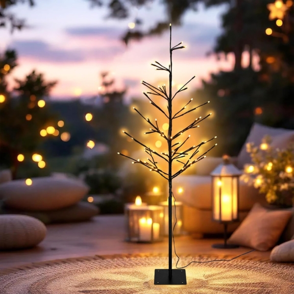 Spetebo LED Baum Deko für Außen und Innen 120 cm Höhe, Netzteil, LED fest integriert, gold, Weihnachts Dekobaum mit 80 LED beleuchtet Bild 7
