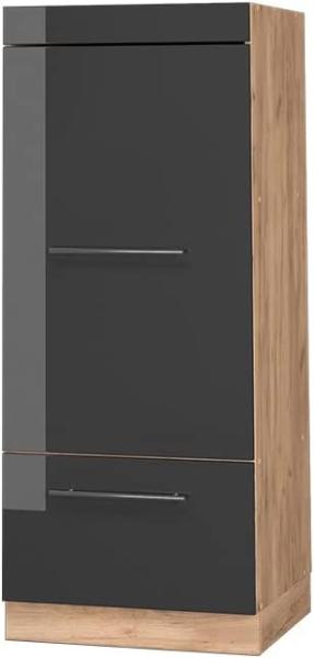 Vicco Küchenschrank Küchenmöbel Fame-Line modern Küche Einbauküche Küchenzeile Blende Unterschrank Hochschrank Hängeschrank (Eiche-Anthrazit Hochglanz, Mikrowellenumbauschrank 60 cm)