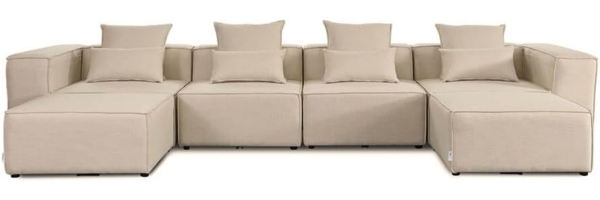 Home Deluxe - Modulares Sofa Hocker Verona - XXL Beige - 415 x 68 x 207 cm I Modulare Wohnlandschaft Modulsofa