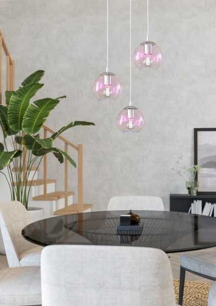 EGLO Cluster Hängelampe Ariscani 2, 3-flammige Pendelleuchte irisierend, Esstisch Hängeleuchte bunt schimmernd, Esszimmerlampe hängend aus Metall in Chrom und Glas, E27, Ø 42,5 cm Bild 2