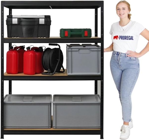 PROREGAL Mega Deal | 3X Schwerlastregal Big Elephant | HxBxT 160 x 120 x 60 cm | Fachlast 200kg | Schwarz | Kellerregal, Steckregal, Garagenregal, Lagerregal Bild 5
