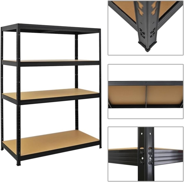 PROREGAL Mega Deal | 3X Schwerlastregal Big Elephant | HxBxT 160 x 120 x 60 cm | Fachlast 200kg | Schwarz | Kellerregal, Steckregal, Garagenregal, Lagerregal Bild 4