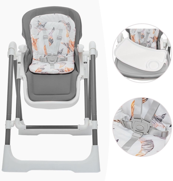 Baby Vivo Hochstuhl Kinderhochstuhl 3in1 / Babywippe für Kinder - Lulu in Grau Bild 3