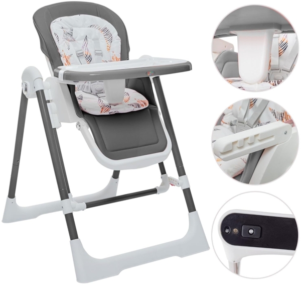 Baby Vivo Hochstuhl Kinderhochstuhl 3in1 / Babywippe für Kinder - Lulu in Grau Bild 8