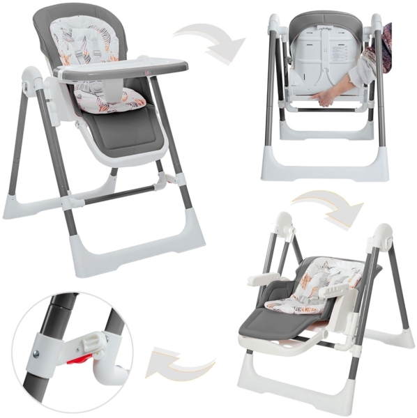 Baby Vivo Hochstuhl Kinderhochstuhl 3in1 / Babywippe für Kinder - Lulu in Grau Bild 4
