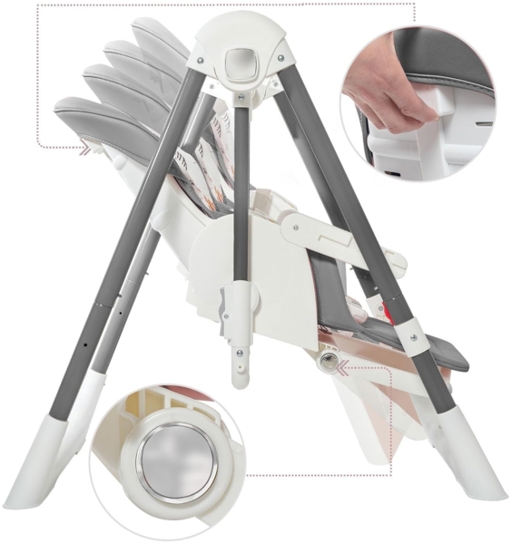 Baby Vivo Hochstuhl Kinderhochstuhl 3in1 / Babywippe für Kinder - Lulu in Grau Bild 5