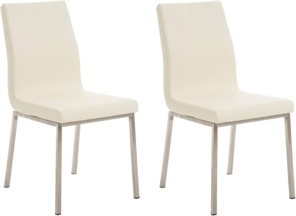 CLP 2er Set Esszimmerstühle Colmar Edelstahlgestell,creme
