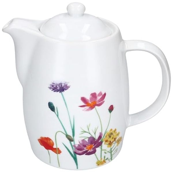 MamboCat Kanne Kanne Marie 850ml mit Deckel Porzellan für Tee & Kaffee Blumenwiese