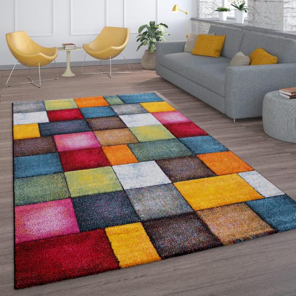 Paco Home Teppich Wohnzimmer Bunt Kinderzimmer Schlafzimmer Kurzflor Jugendzimmer Modern, Grösse:120x170 cm