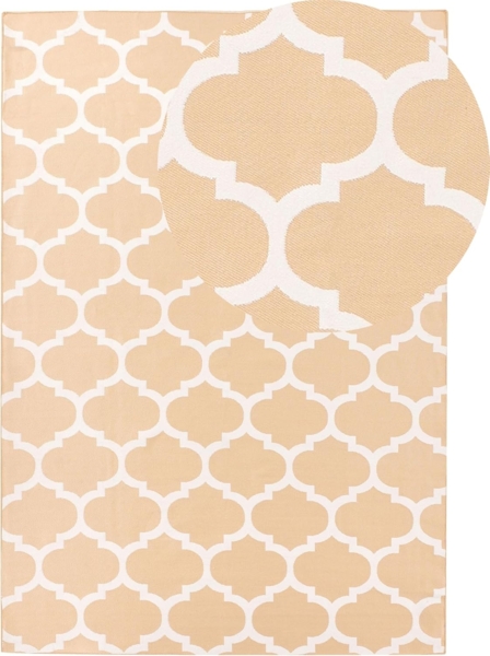 Teppich beige 160x230 cm marokkanisches Muster zweiseitig Kurzflor AKSU