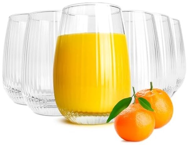 6 Trinkgläser 350ml (max. 400ml) mit geriffelter Oberfläche Cocktailgläser Saftgläser