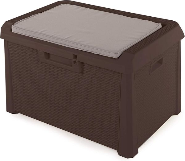 ONDIS24 Kissenbox Kissenbox Santo kompakt Auflagenbox Gartenbox, ca. 73 x 50 x 49 (H) cm, inklusive Sitzkissen & Gasdrucker