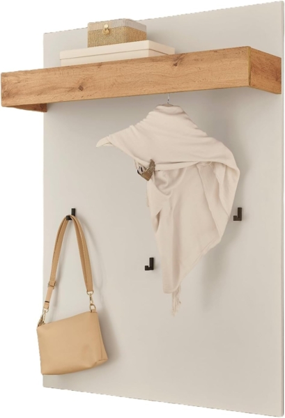 Garderobenpaneel Center in weiß und Eiche Wotan 100 cm