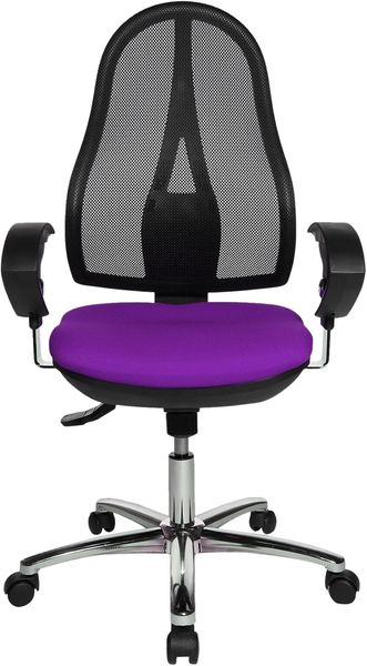 Topstar Open Point SY Deluxe, ergonomischer Syncro-Bandscheiben-Drehstuhl, Bürostuhl, Schreibtischstuhl, inkl. Armlehnen (höhenverstellbar), Stoff, lila