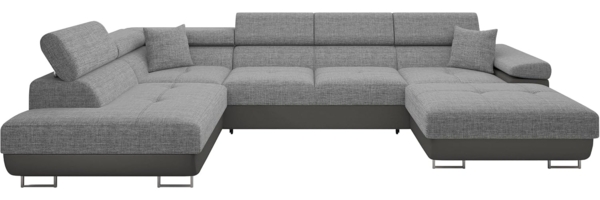 Ecksofa Torezio Bis mit Bettkasten, Schlaffunktion und Einstellbare Kopfstützen (Farbe: Soft 029 + Lux 05, Seite: Links)