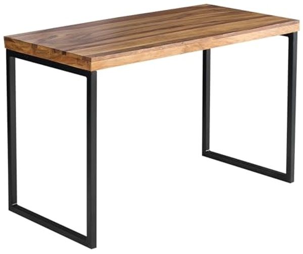 Massiver Schreibtisch Elements 120cm Sheesham Metall schwarz Bürotisch Tisch Massivholz Holztisch