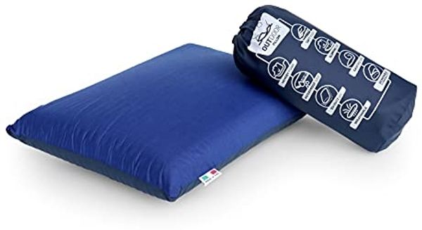 Talamo Italia Kissen für Campingbett, 100% Made in Italy, Memory Foam Kissen mit wasserdichtem und abnehmbarem Bezug, Einfach aufrollen, 50x35xh13 cm