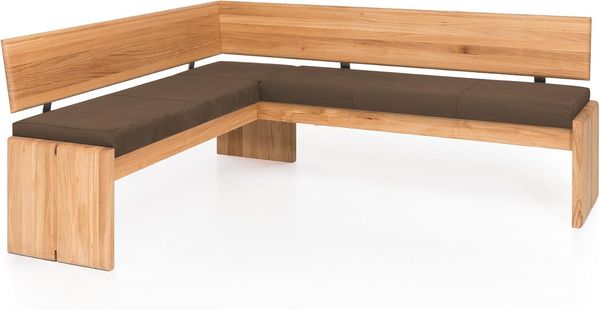 Möbel-Eins SCOTT Eckbank mit Truhe, Material Massivholz/Bezug Kunstleder Eiche 147x167 cm nougat
