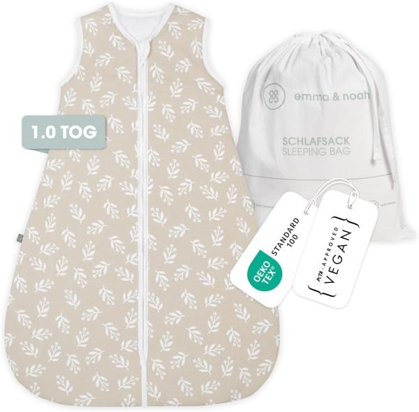 emma & noah Babyschlafsack Schlafsack 1.0 TOG, Rund, Strampelsack, Schlafsack für Neugeborene