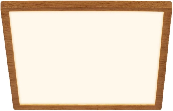 BRILONER - LED Deckenlampe mit indirektem Licht, flach, warmweißes Licht, Lampe, Deckenleuchte, Wohnzimmerlampe, LED Panel, Küchenlampe, Schlafzimmerlampe, 29 x 29 x 3 cm, Holzrahmen