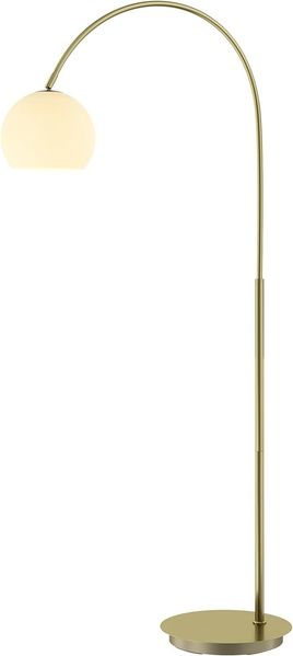 Lindby Bogenlampe Cynthia, Glas Gold / Messing IP20, 1 x 15 W LED