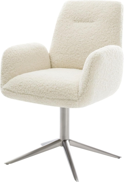 Drehstuhl Zoa-Flex Teddystoff Beige Fußkreuz Edelstahl 360° drehbar Wippfunktion Taschenfederkern