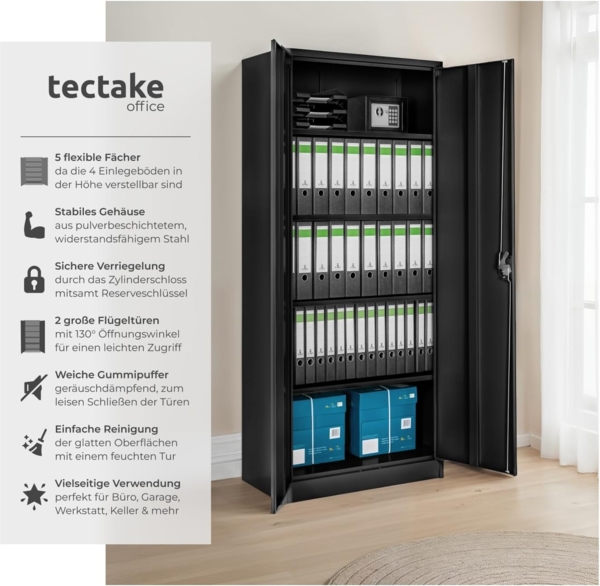 TecTake 800598 - Aktenschrank, Individuell höhenverstellbare Einlageböden, Leichte Montage - Diverse Modelle (Typ 2 | Nr. 402938) Bild 4