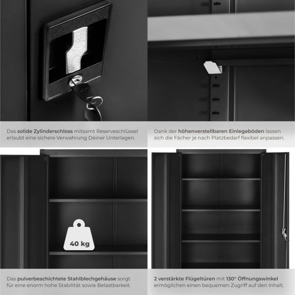 TecTake 800598 - Aktenschrank, Individuell höhenverstellbare Einlageböden, Leichte Montage - Diverse Modelle (Typ 2 | Nr. 402938) Bild 7