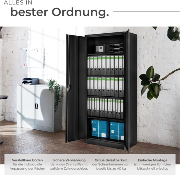 TecTake 800598 - Aktenschrank, Individuell höhenverstellbare Einlageböden, Leichte Montage - Diverse Modelle (Typ 2 | Nr. 402938) Bild 5