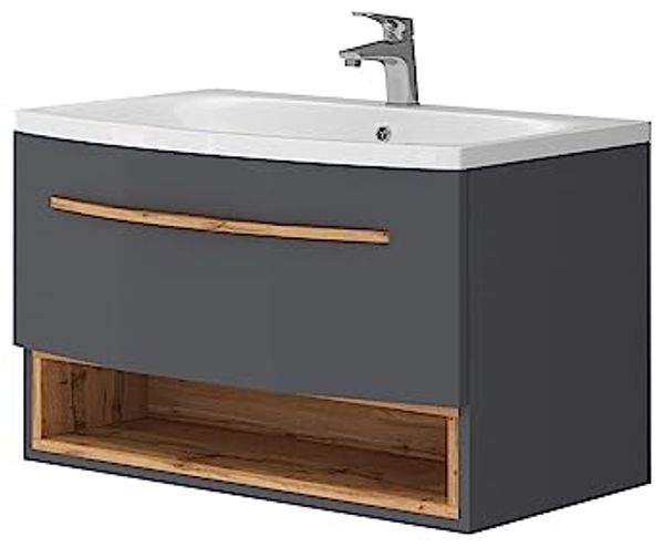 Waschbeckenunterschrank Stelantis Anthrazit 2 Teile Vicco