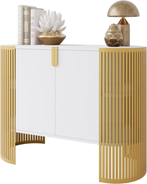 Kommode Fahugin Gold (Farbe: Gold / Arktisches Weiß)