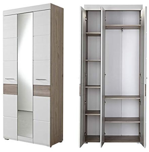 Garderobenschrank FUNNY weiß Silbereiche Spiegel