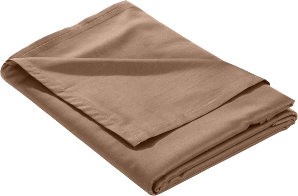 Mako Satin Bettlaken ohne Gummizug hellbraun 160x260cm
