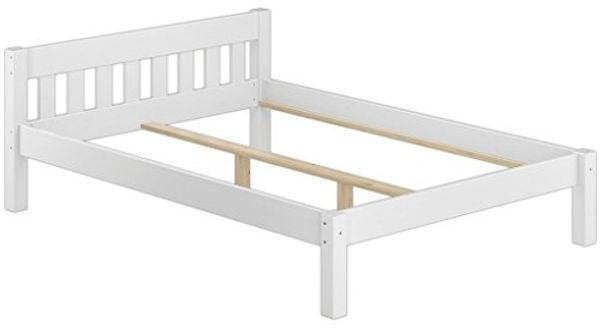 ERST-HOLZ Bett Massivholz-Bettgestell weiß 160x200 Doppelbett, Kieferwaschweiß