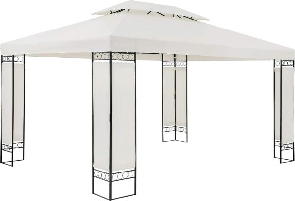 Deuba Pavillon Gartenzelt Gartenpavillon Elda 3x4 m Seitenteile Metall Wasserabweisend creme Gartenpavillon