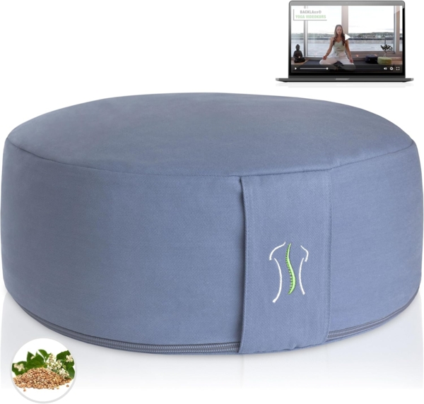 BACKLAxx® Meditationskissen Rund, H: 15cm im Set (inkl. gratis Videokurs), unifarben