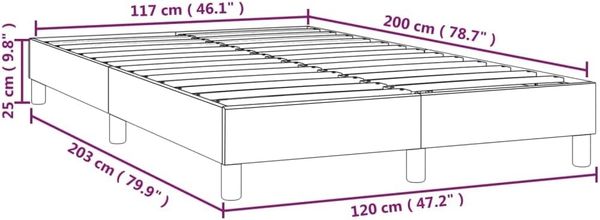 vidaXL Polsterbett, Stoff, 25,0 cm, Blau, 120x200 cm, Natur Bild 3