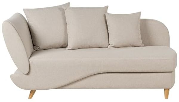 Chaiselongue Leinenoptik beige mit Bettkasten linksseitig MERI II