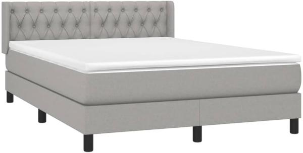vidaXL Boxspringbett mit Matratze Hellgrau 140x200 cm Stoff 3129953