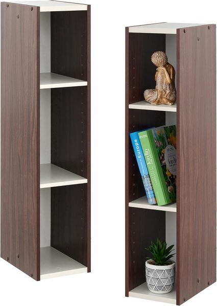 Iris Ohyama, Aufbewahrungseinheit, Bücherregal, Set aus 2 kleinen Elementen mit 3 modularen Regalen, Modern, Bücher, CDs, Büro, Schlafzimmer, Wohnzimmer, UB-9020, Braun