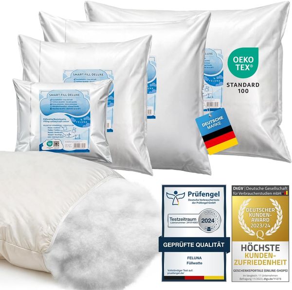 Feluna Kissenfüllung Flauschiges Polyester Füllmaterial, Füllwatte für Kissen, Stofftier- & Bastelwatte