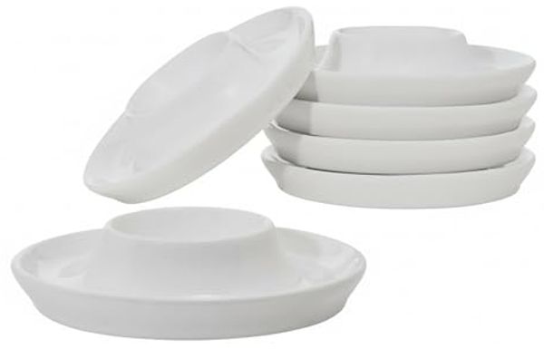 Provance Eierbecher 6er Set Eierbecher flach aus Porzellan in weiß im schlichten Design, (6-tlg)