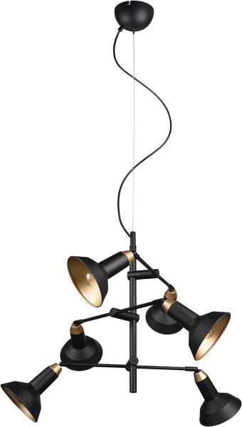 Pendelleuchte ROXIE 6 flammig Metall Schirme Schwarz / Gold Ø 60cm