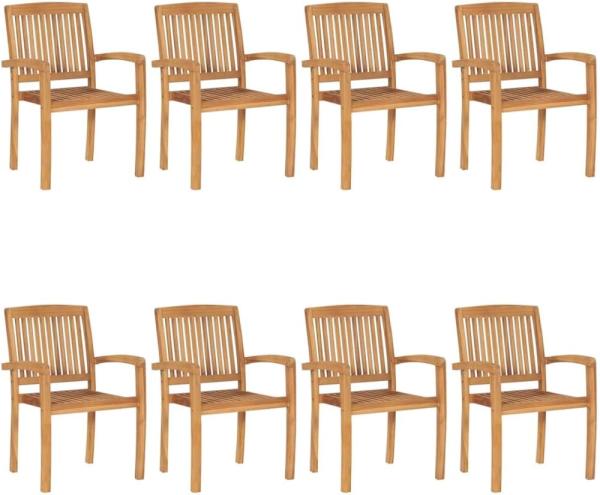 vidaXL Stapelbare Gartenstühle 8 Stk. Massivholz Teak 3073209