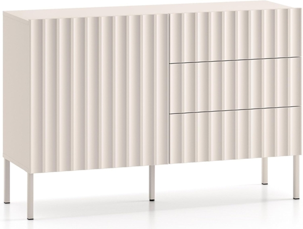 Selsey 'Derriva' Sideboard mit Schubladen und geriffelten Fronten, hellbeige, ca. 77 x 113 x 37 cm