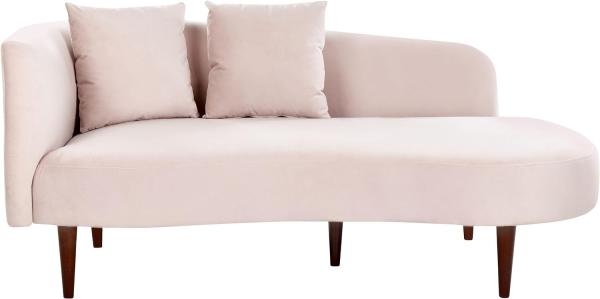 Chaiselongue Samtstoff pastellrosa linksseitig CHAUMONT