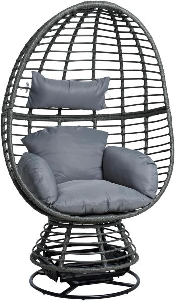 Polyrattan Loungesessel Schwingsessel Rattan Sessel Relaxsessel Stuhl Anthrazit