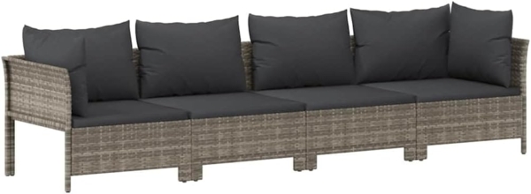 vidaXL 4-tlg. Garten-Lounge-Set mit Kissen Grau Poly Rattan 362689