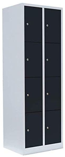 Schließfachschrank Wertfachschrank Fächerschrank Spind Umkleideschrank 8 Fächer-Spint Lichtgrau/Anthrazit 520428