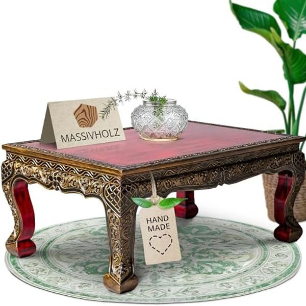 livasia Opiumtisch livasia Opiumtisch mit Goldverzierung, rot, handgefertigt, 76cmx50cm